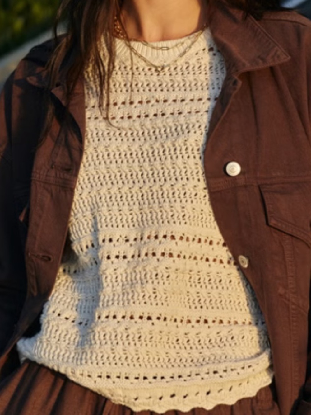 Abercrombie & Fitch Cream Floral Knit Camisole